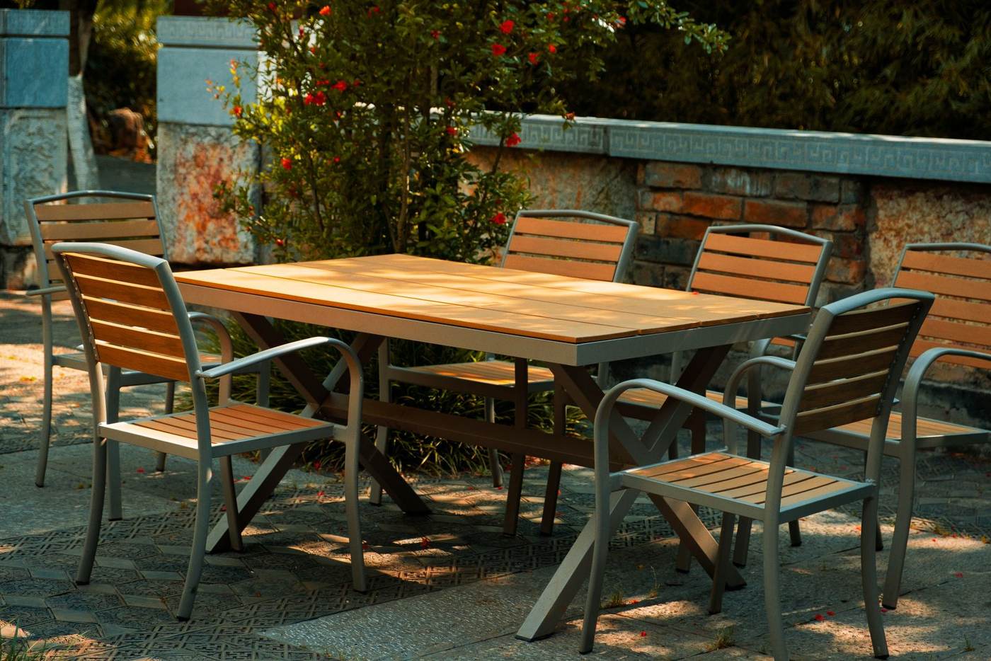 Outdoor patio table and chairs